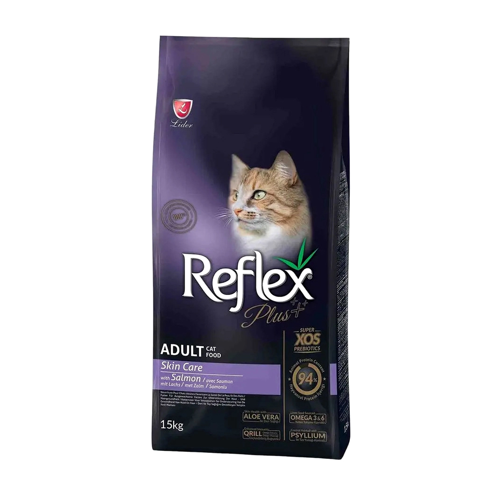 Сухий корм для котів Reflex Plus Skin Care для догляду за шкірою, з лососем, 15 кг